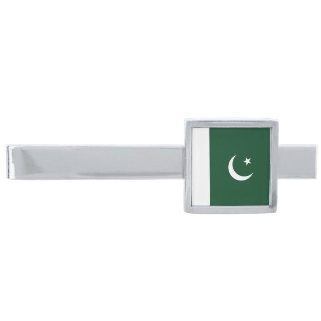 Pakistan flag silver finish tie bar (Front)
