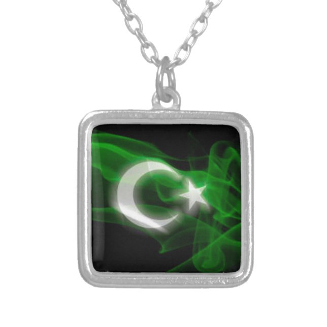Pakistan Flag Silver Plated Necklace (Front)
