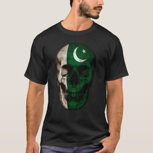 Pakistan Flag Skull Pakistani Roots Proud Patrioti T_Shirt