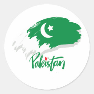 Pakistan Flag with Pakistan Heart Classic Round Sticker
