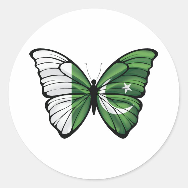 Pakistan Hypolimnas Butterfly Classic Round Sticker (Front)