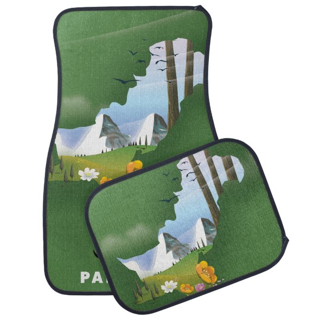 Pakistan illustrated travel map. car floor mat (Set)