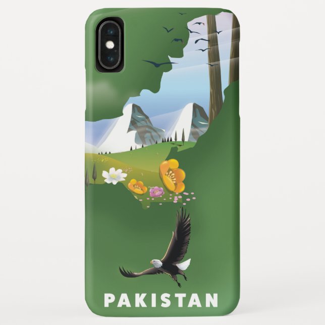 Pakistan illustrated travel map. Case-Mate iPhone case (Back)