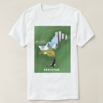 Pakistan Illustrated Travel Map. T-shirt by bartonleclaydesign at Zazzle