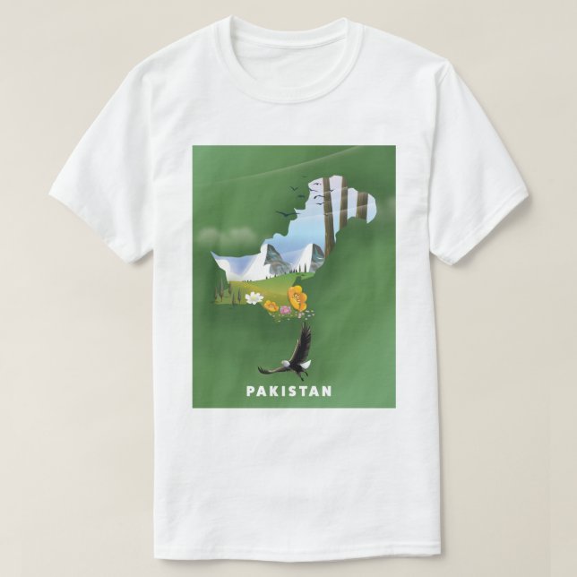 Pakistan illustrated travel map. T-Shirt (Design Front)