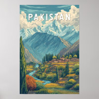 Pakistan Illustration Travel Art Vintage