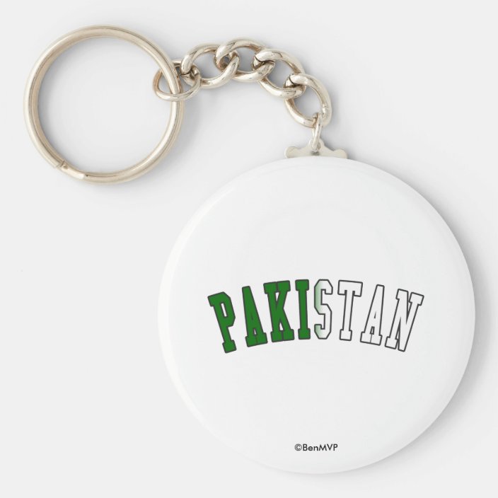 Pakistan in National Flag Colors Keychain