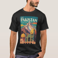 Pakistan Landscape Illustration Travel Art Vintage