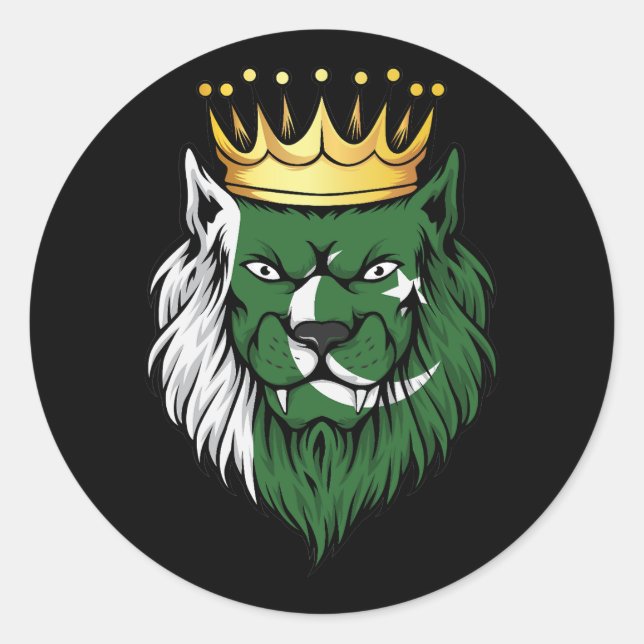 Pakistan  Lion King Flag Classic Round Sticker (Front)