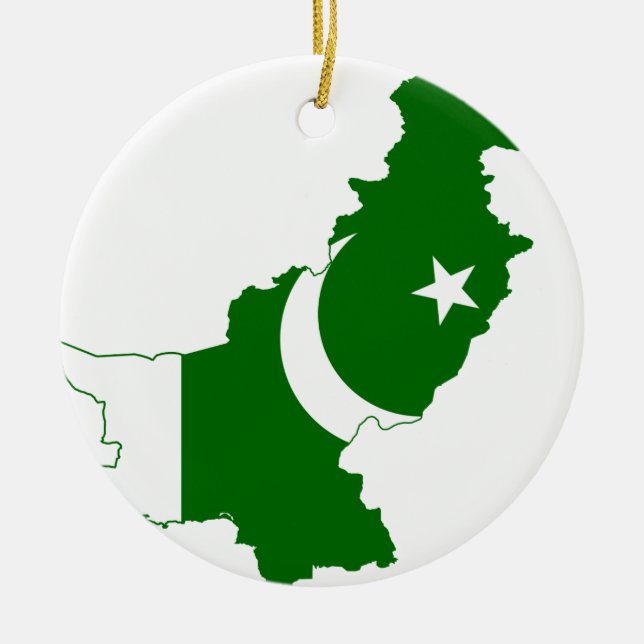 Pakistan Map Flag Ceramic Ornament (Front)
