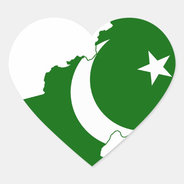 Pakistan Map Flag Heart Sticker (Front)