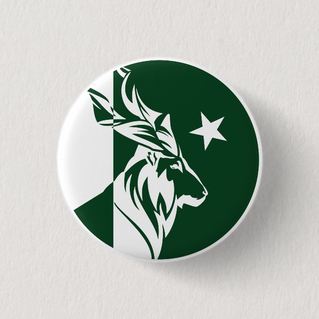 Pakistan Markhor Pakistani National Animal Flag Button (Front)