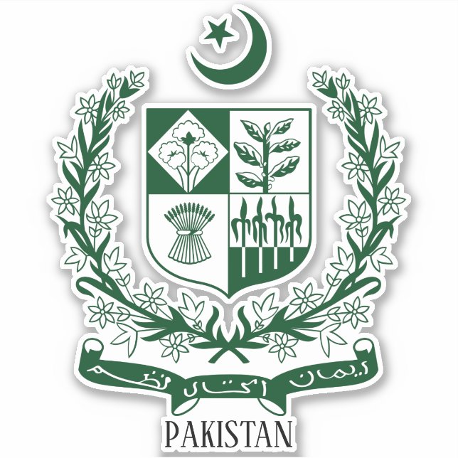 Pakistan National Coat Of Arms Patriotic Sticker (Front)