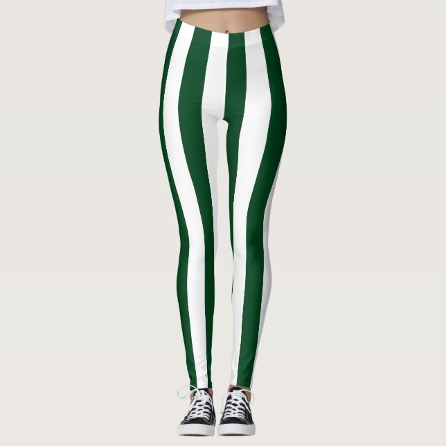 Pakistan National Flag Colors Vertical Striped Leggings (Front)