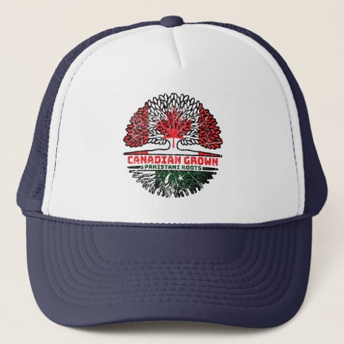Pakistan Pakistani Canadian Canada Tree Roots Flag Trucker Hat