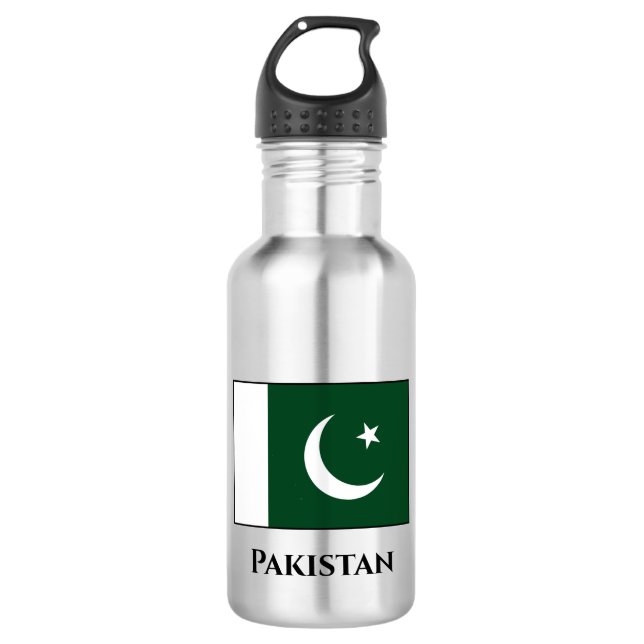 Pakistan (Pakistani) Flag Stainless Steel Water Bottle (Front)