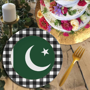 Pakistan Plate, buffalo plaid & Pakistani Flag Paper Plates