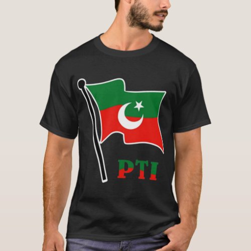 Pakistan Pti Party Flag Fitted  T_Shirt