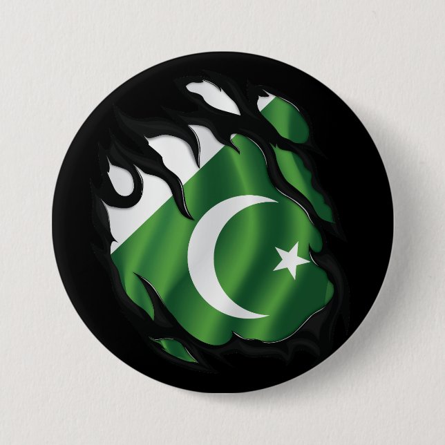 Pakistan Ripped Flag Button (Front)