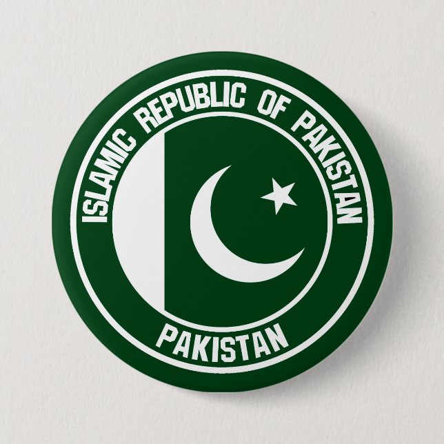 Pakistan Round Emblem Button (Front)