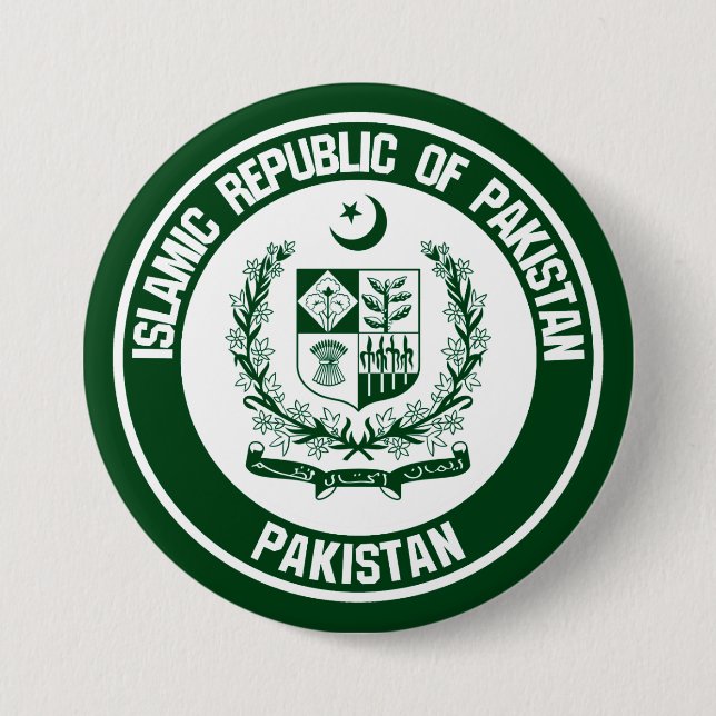 Pakistan Round Emblem Button (Front)