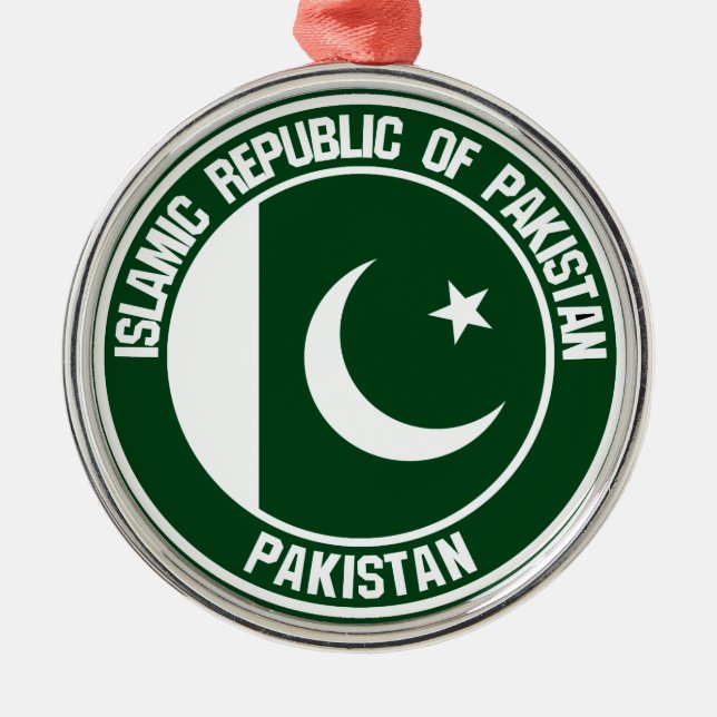 Pakistan Round Emblem Metal Ornament (Front)