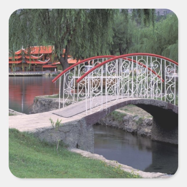 Pakistan, Skardu Region. Shangri La Lodge Square Sticker (Front)