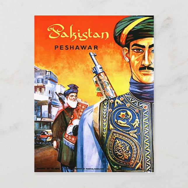 Pakistan, solders from Peshawar, vintage travel Postcard (Front)