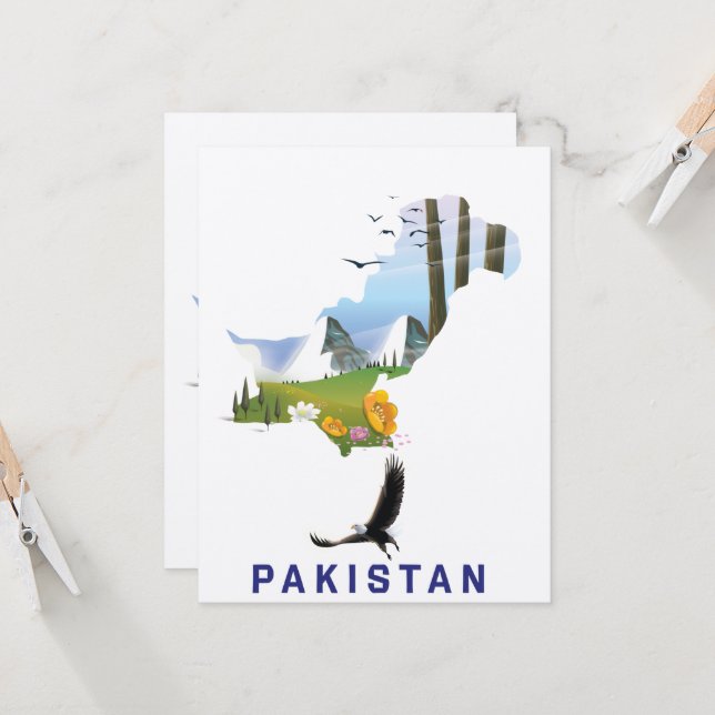 Pakistan travel poster map (Front/Back In Situ)