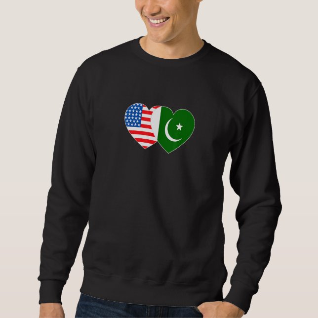 Pakistan&USA Flag Twin Heart for Pakistani America Sweatshirt (Front)