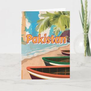 Pakistan Vintage vacation Poster Holiday Card