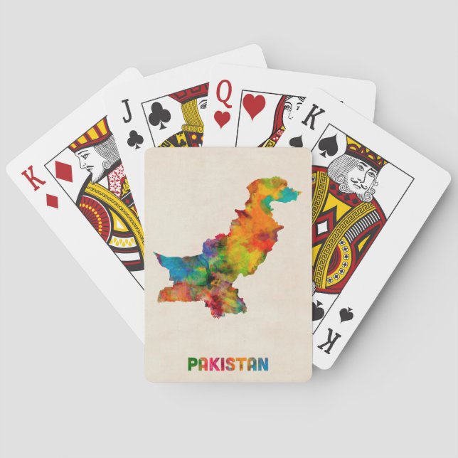 Pakistan Watercolor Map Poker Cards (Back)