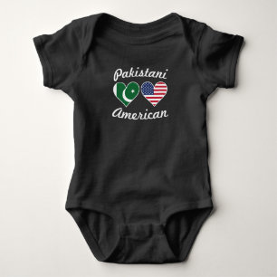 Pakistani American Flag Hearts Baby Bodysuit