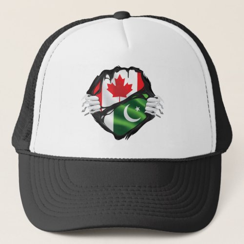 Pakistani Canadian Hands Ripped Roots Flag  Trucker Hat