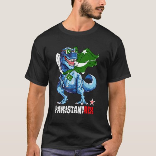 Pakistanirex Proud Pakistani Flag Fun Dinosaur Sau T_Shirt