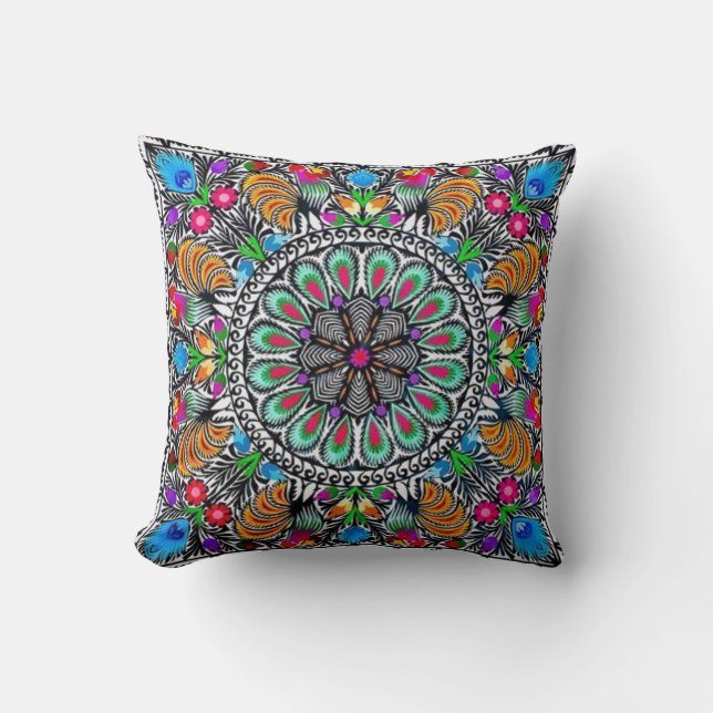 Pakistan's Truck Art Flowers Throw Pillow (Front)