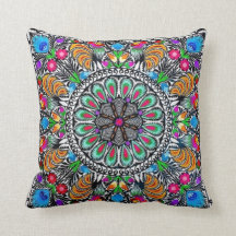 Pakistan's Truck Art Flowers Throw Pillow