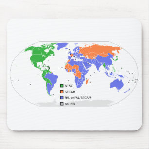 PAL NTSC SECAM TV World Map Mouse Pad