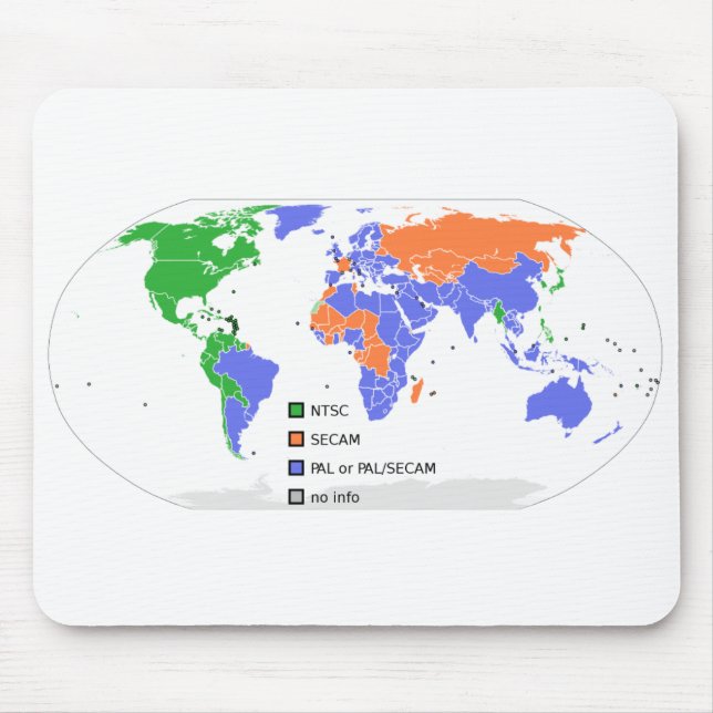PAL NTSC SECAM TV World Map Mouse Pad (Front)