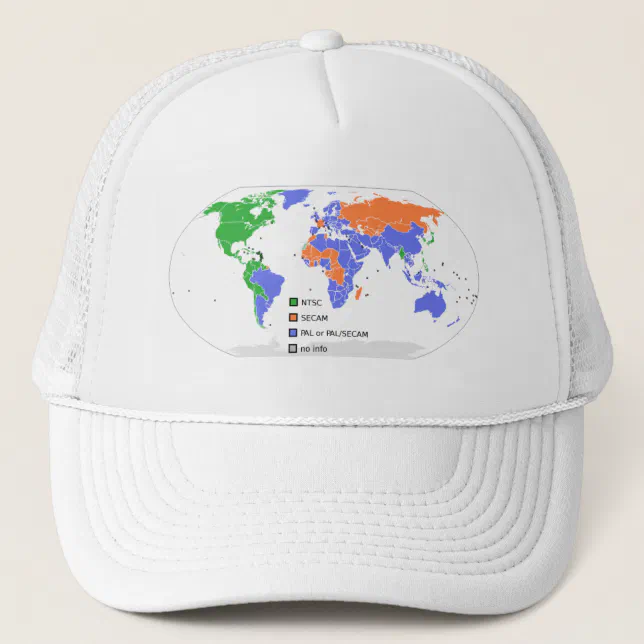 PAL NTSC SECAM TV World Map Trucker Hat | Zazzle