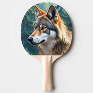 Pala de Ping Pong Lobo observando en el Bosque Paddle