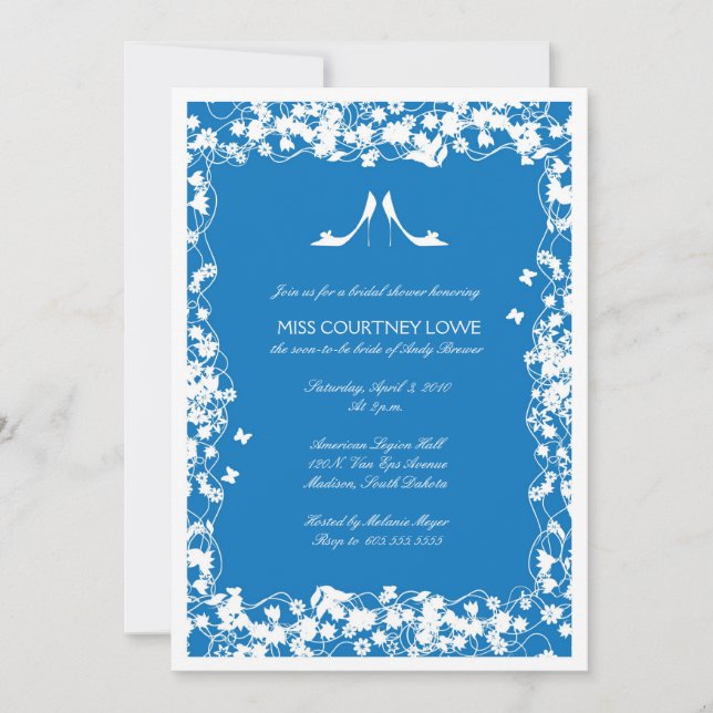 Palace Blue Heels Bridal Shower Invitation (Front)