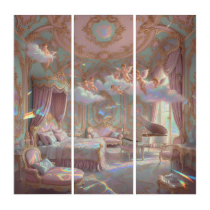Palace Dreamscape Psychedelic Rococo Revival Mural Triptych