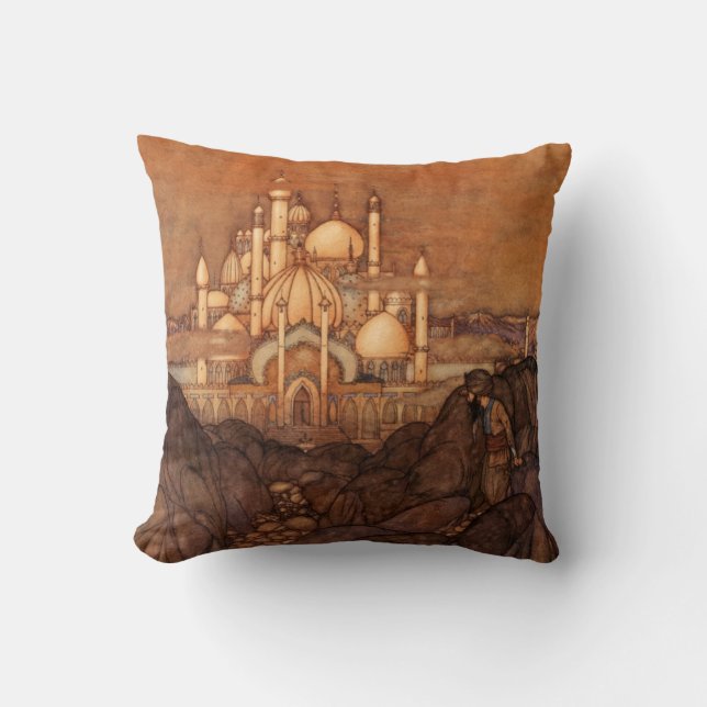 Palace Edmund Dulac Architecture Arabian Nights Throw Pillow (Front)