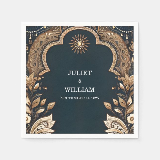 Palace Hindi Henna Mehndi Indian Style Wedding Napkins (Front)