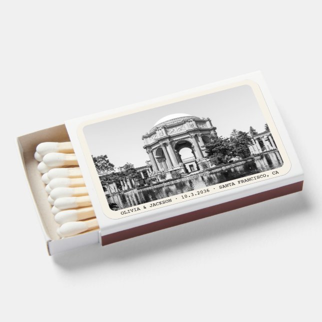 Palace of Fine Arts San Francisco Wedding Matchboxes (Front Open)