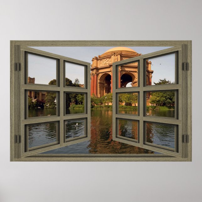 Palace Of Fine Arts Through An Open Window Poster (Front)