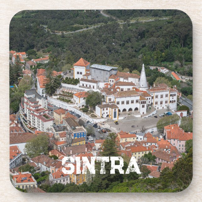 Palace of Sintra from above in Sintra, Portugal Beverage Coaster (Front)
