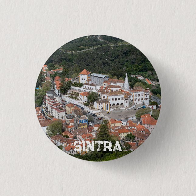 Palace of Sintra from above in Sintra, Portugal Button (Front)