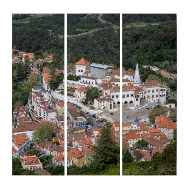 Palace of Sintra from above in Sintra, Portugal Triptych (Front)